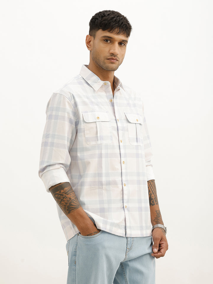 Classic Regular Fit Checkered Shirt | Blue