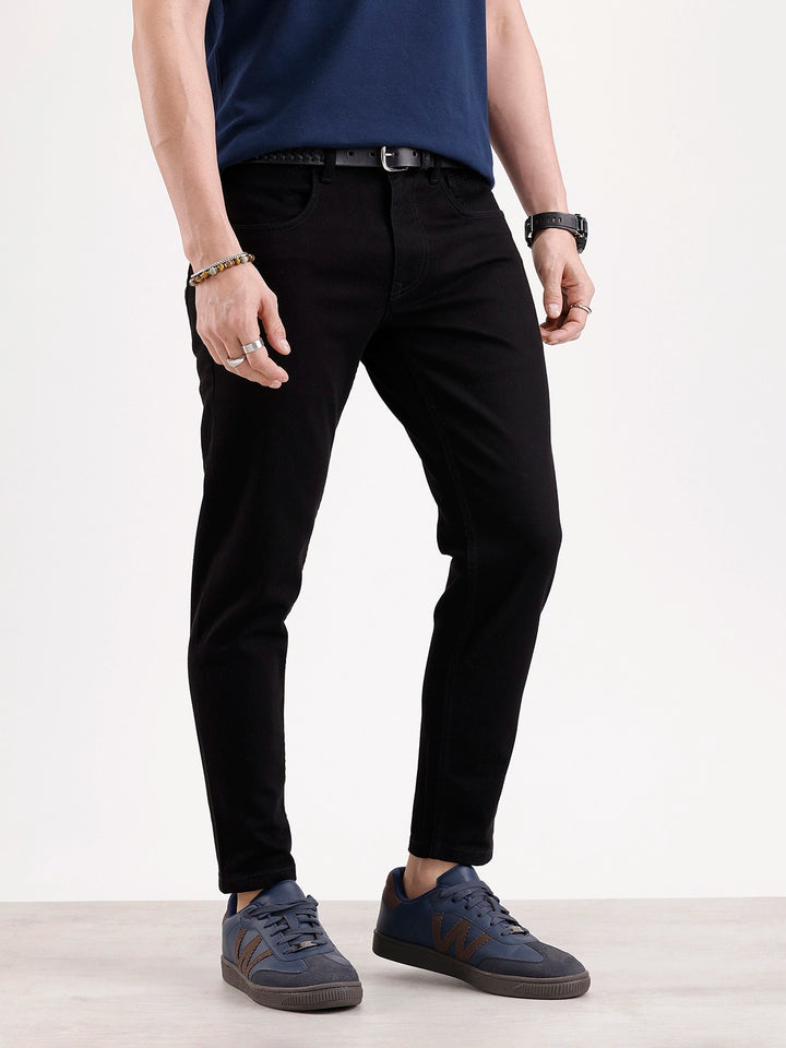 Solid Slim Fit Denim Jeans  | Black