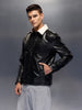 Men's casual jacket with contrast fur collar | Black