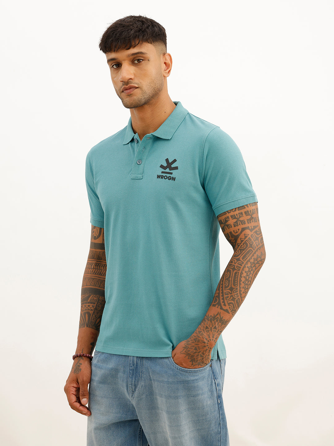 Solid Regular Fit Polo T-Shirt | Green