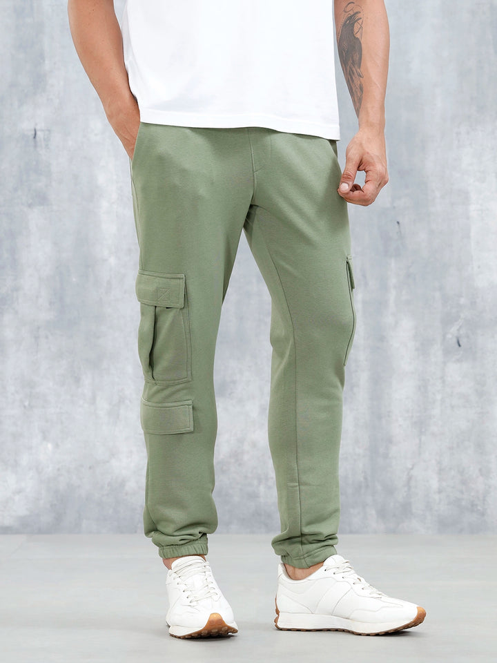 Men's Casual Straight Fit Cargo Knit Jogger | Olive