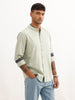 Solid Regular Fit Mandarin Collar Shirt | Light Green