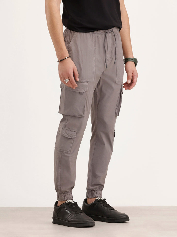 Solid Cargo Textured Trouser | Grey
