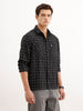 Comfort Fit Textured Double Pocket Shirt  | Black