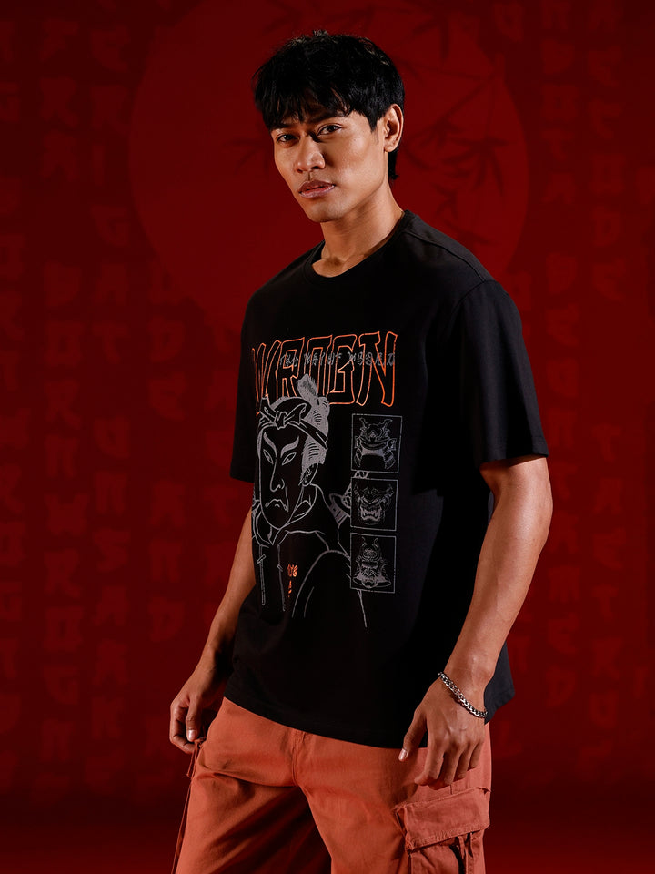 Statement warrior print T-shirt | Black