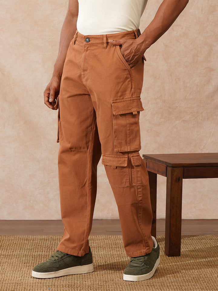 Stacked Loose Fit Cargo Trouser | Brown