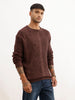 Regular Fit Textured Cable Knit Sweater | Brown