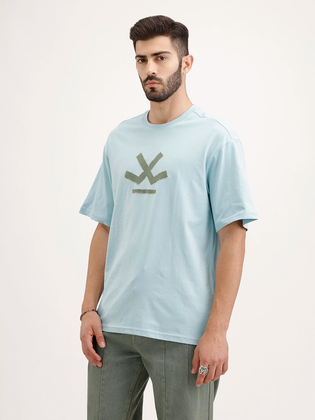 Oversized Embroidered T-Shirt | Teal
