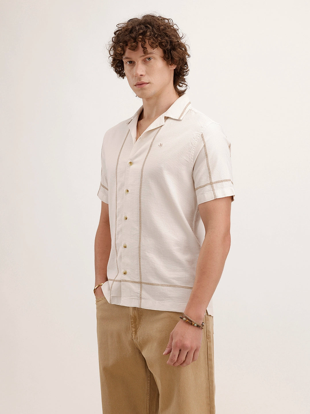 Resort Collar Slim Fit Shirt | Off White
