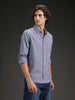 Wrogn Men's Classic Gingham Checked Shirt  | Navy Blue