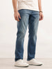 Straight Fit Faded Denim Jeans  | Light Blue