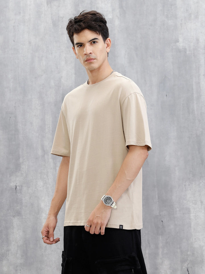 Back Printed Oversized T-Shirt | Beige