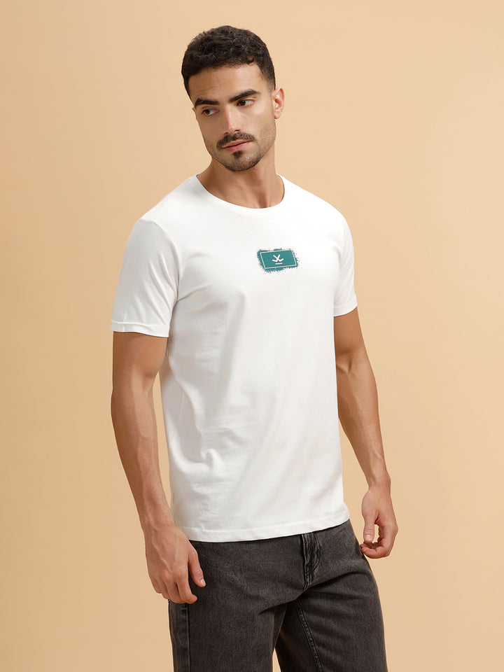 Minimal Cut-Out Logo Slim Fit T-Shirt | White