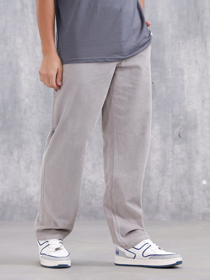 Men Loose Fit Corduroy Trousers | Grey
