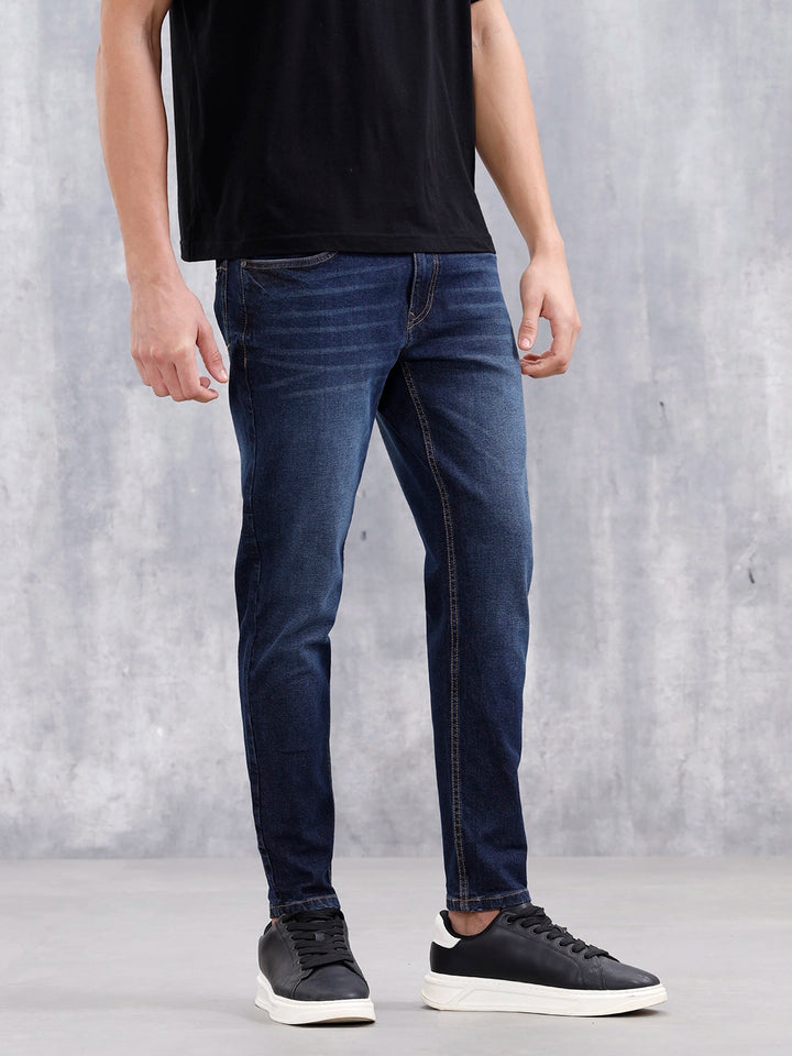 Men Casual Skinny Crop Jeans | Dark Stone