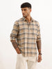 Regular Fit Full Sleeve Checkered Shirt | Beige