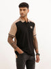 Slim Fit Panel Printed Polo T-Shirt | Beige