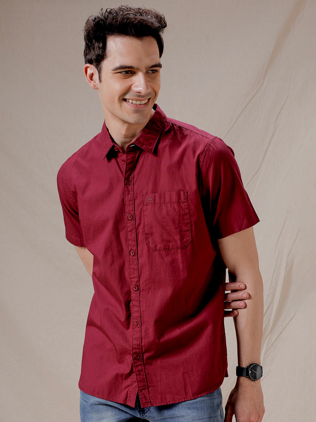 Maroon Half Sleeve Shirt