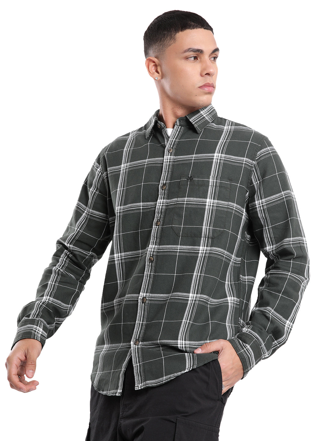 Grey & White Classic Checked Shirt