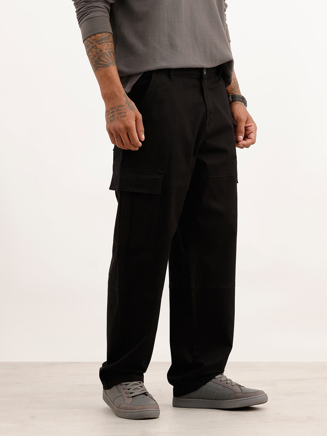 Classic Utility Loose Fit Trousers | Black