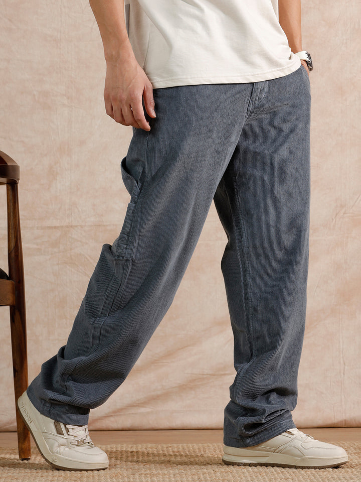 Corduroy Carpenter Loose Fit Trouser | Dark Blue
