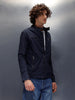 Nylon Regular Fit Classic Biker Jacket | Navy Blue