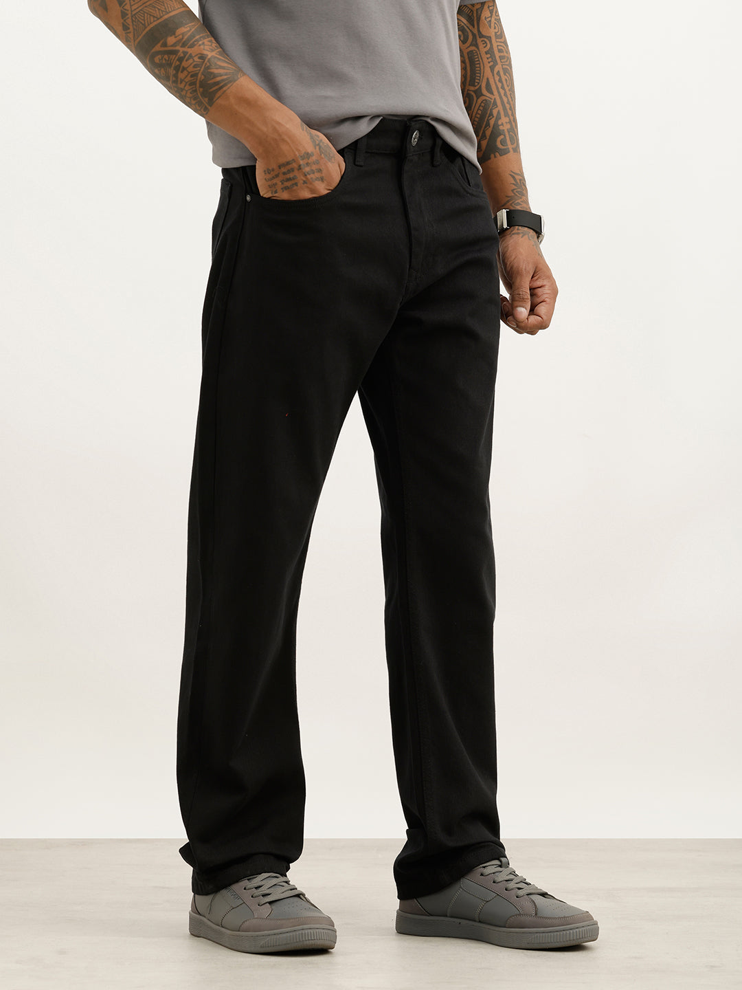 Solid Anti Fit Denim Jeans | Black