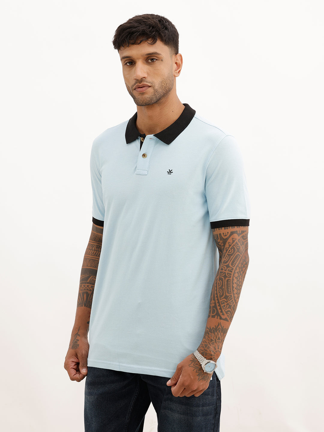 Slim Fit Contrast Sleeve Polo T-Shirt | Off White