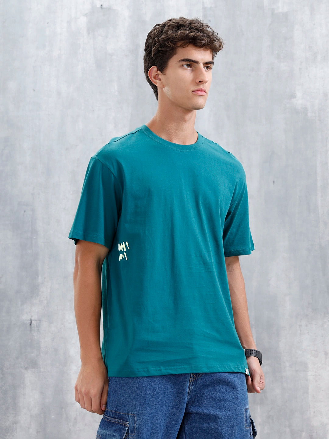 Casual Men Oversized Fit Tee With Graphic | Green