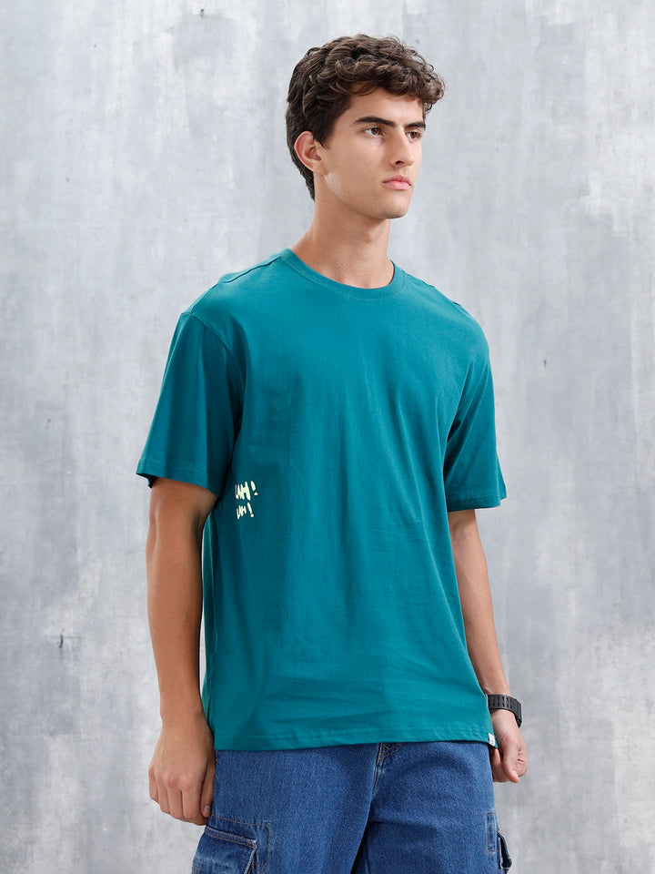 Casual Men Oversized Fit Tee With Graphic | Green