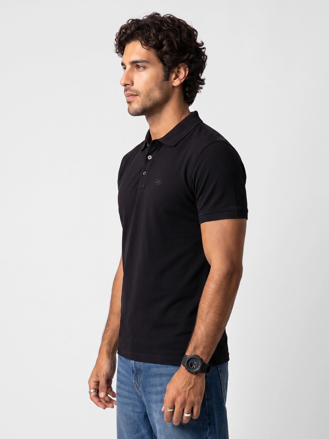 Classic Solid Polo T-Shirt | Black
