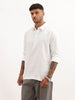 Textured Half Placket Full Sleeve Shirt | White