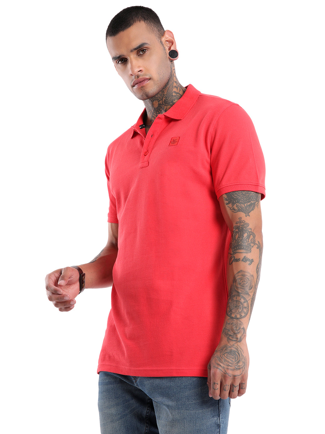 Solid Red Logo Polo T-Shirt