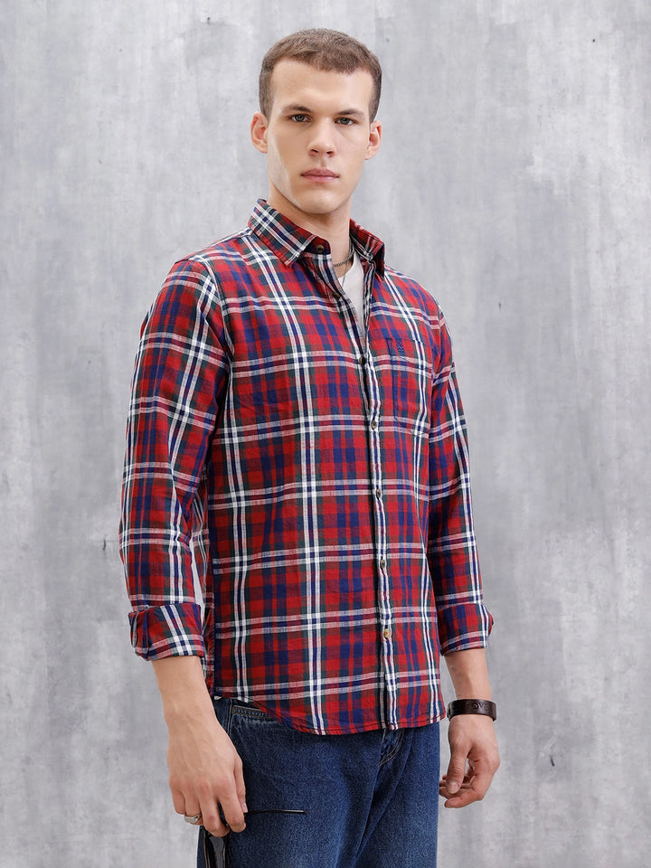 Pure Cotton Checkered Shirt | Red