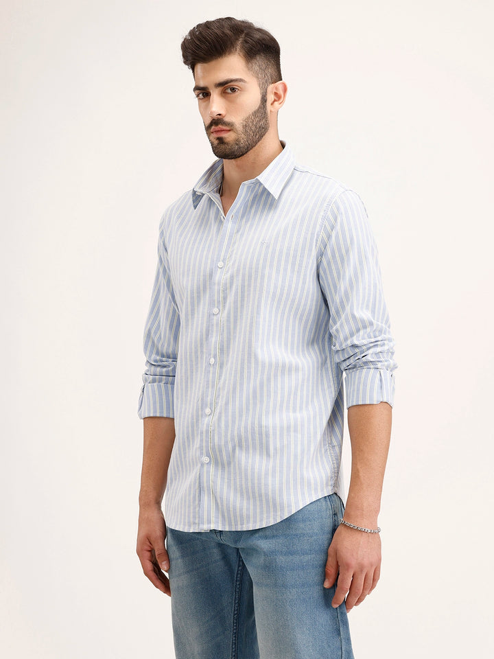 Slim Fit Striped Shirt | Blue