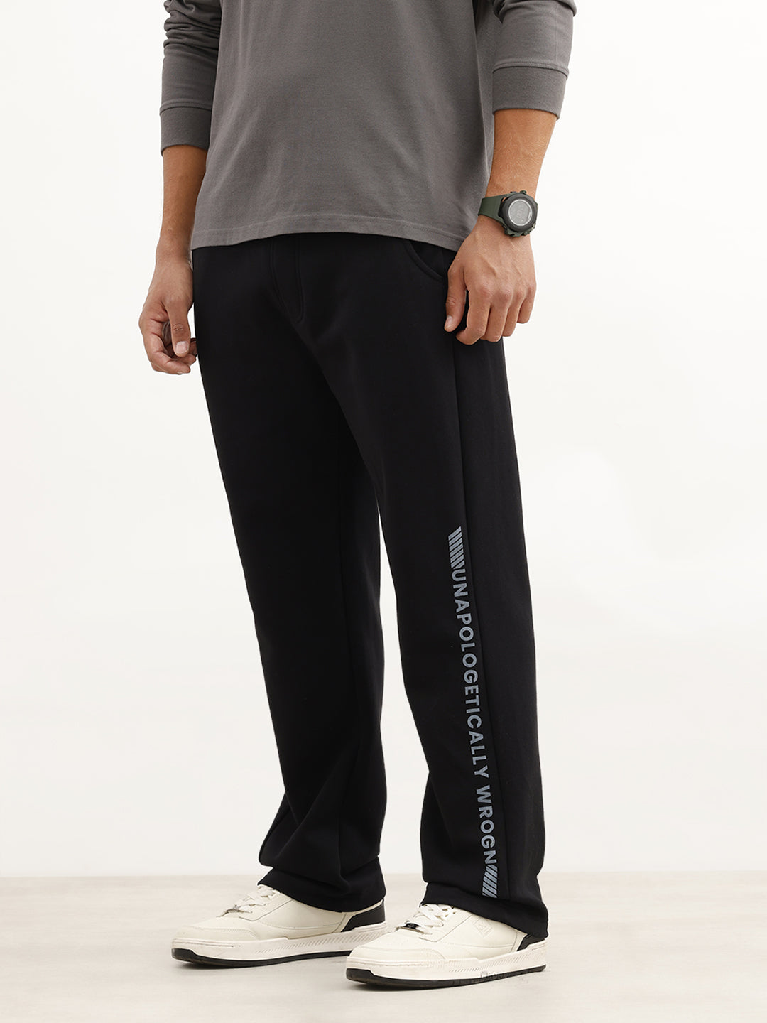 Relaxed Fit Placement Printed Jogger | Black