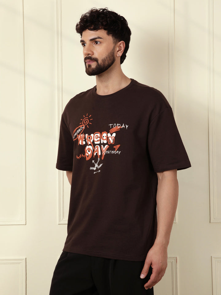 Puff Print Oversized T-Shirt | Brown
