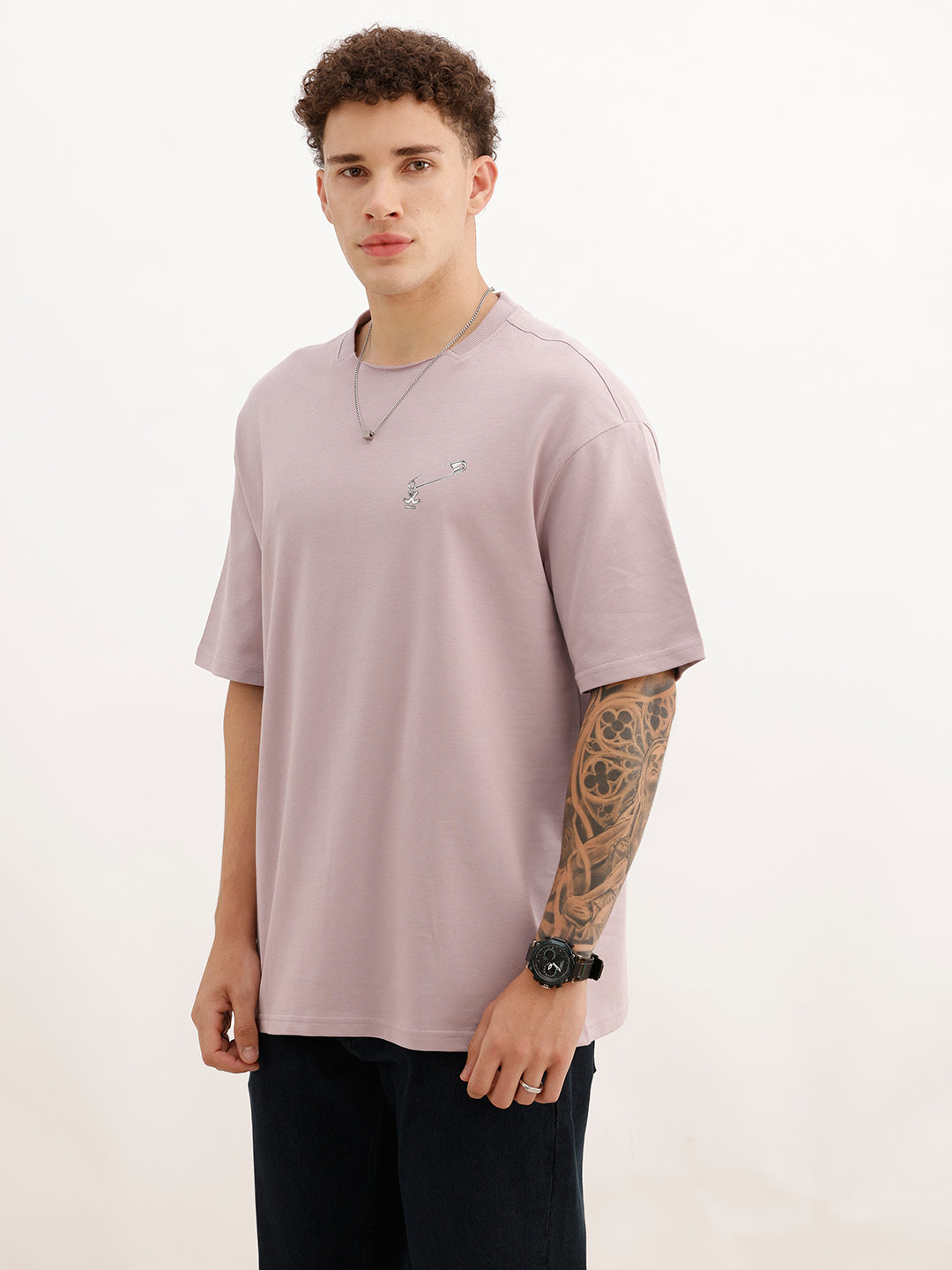 Oversized Fit Placement Printed T-Shirt | Pink | WTS02HSOS1056S