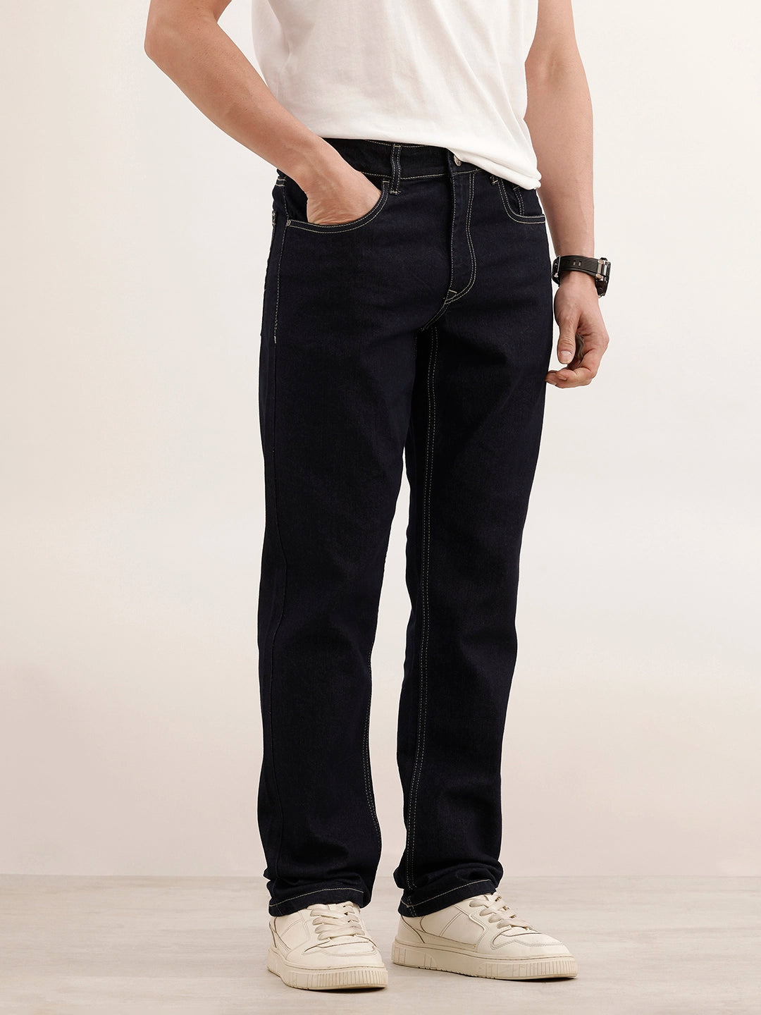 Straight Fit Denim Jeans | Dark Blue