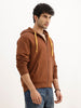 Classic Printed Zipper Hooded Sweatshirt | Brown