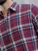 Slim Fit Check Shirt In Special Slub Weave | Maroon