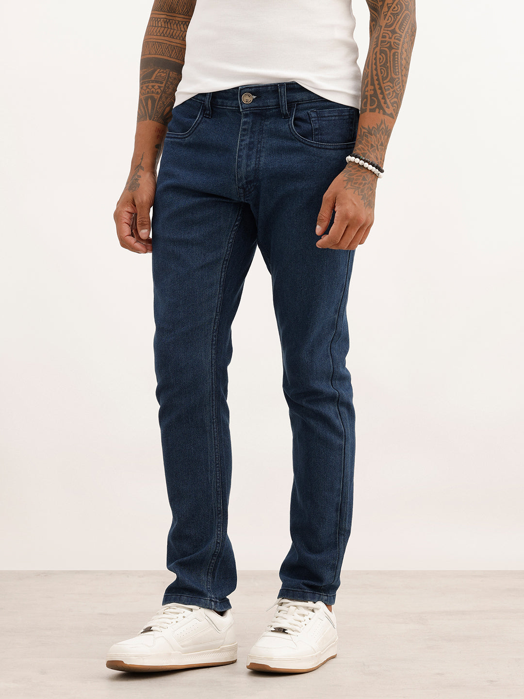 Faded Slim Fit Denim Jeans | Dark Blue | WUJN2616F