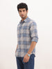 Slim Fit Checkered Full Sleeve Shirt | Blue