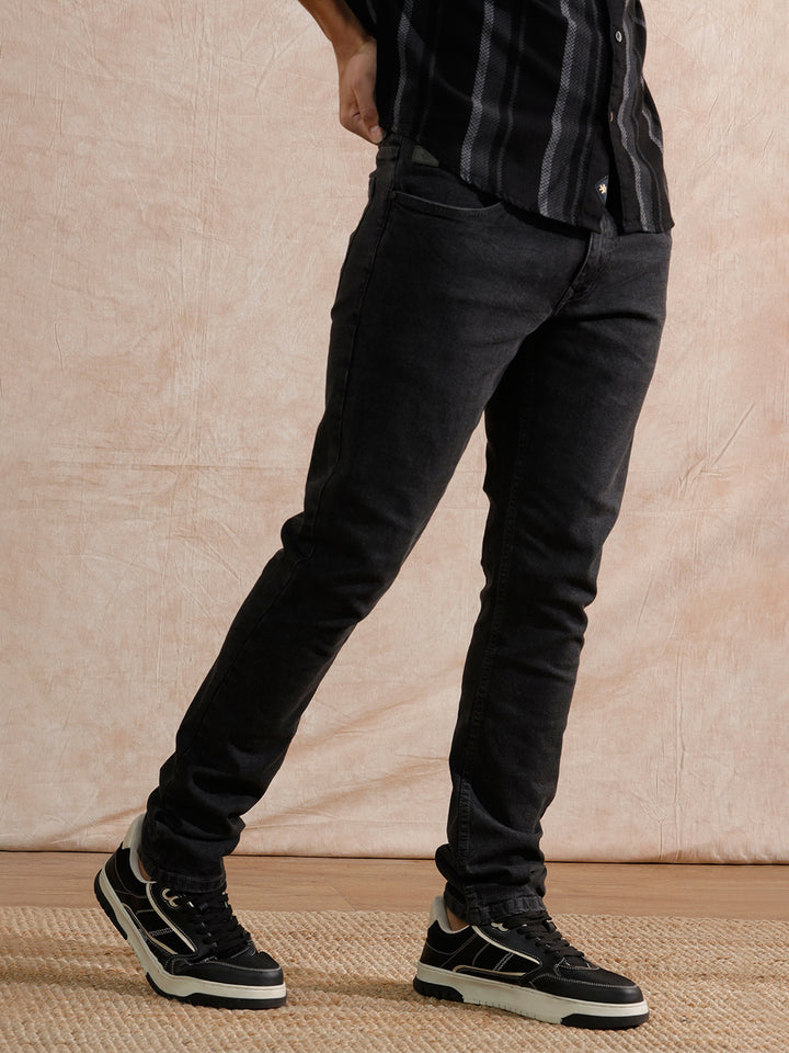 Casual Light Fade Slim Fit Jeans | Dark Grey