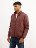 Solid Regular Fit Puffer Jacket | Wine