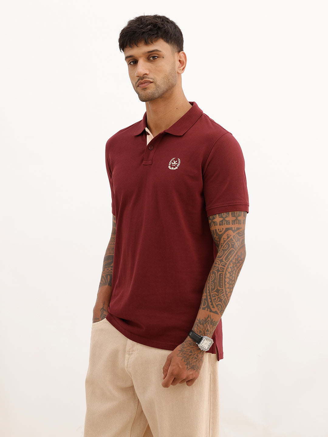 Solid HD Printed Polo T-Shirt | Maroon | WWTS307F