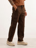 Solid Loose Fit Cargo Trouser | Brown