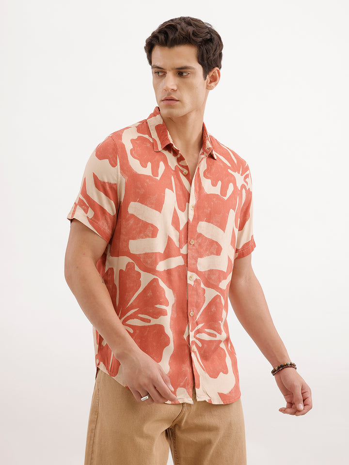 Classic Slim Fit AOP Shirt  | Beige