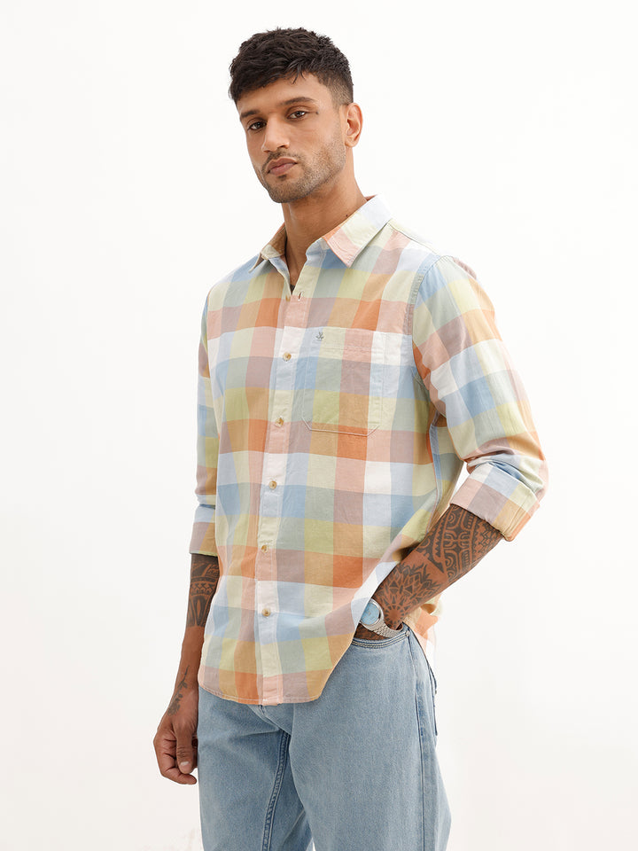 Slim Fit Full Sleeve Checkered Shirt | Green