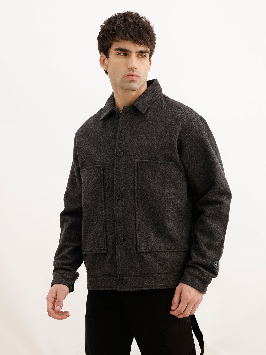 Solid Comfort Fit Jacket | Charcoal | WJK02FSCM1066W